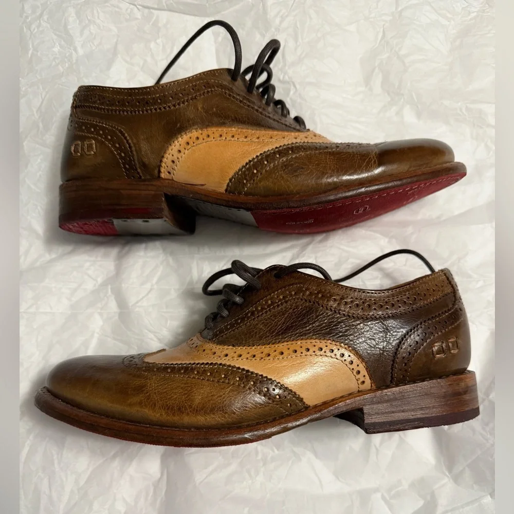 BED|STU Two-Tone Brown and Tan Oxfords - Picture 2 of 7